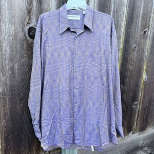 Jhane Barnes Mens L Button Up Shirt Fabric Woven in Japan Iridescent Abstract